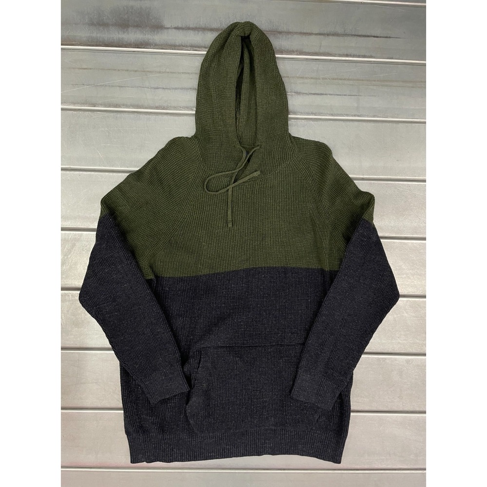 American Eagle Knitted Hoodie Mens 3XL Green Navy Blue Sweatshirt 100% Cotton‎